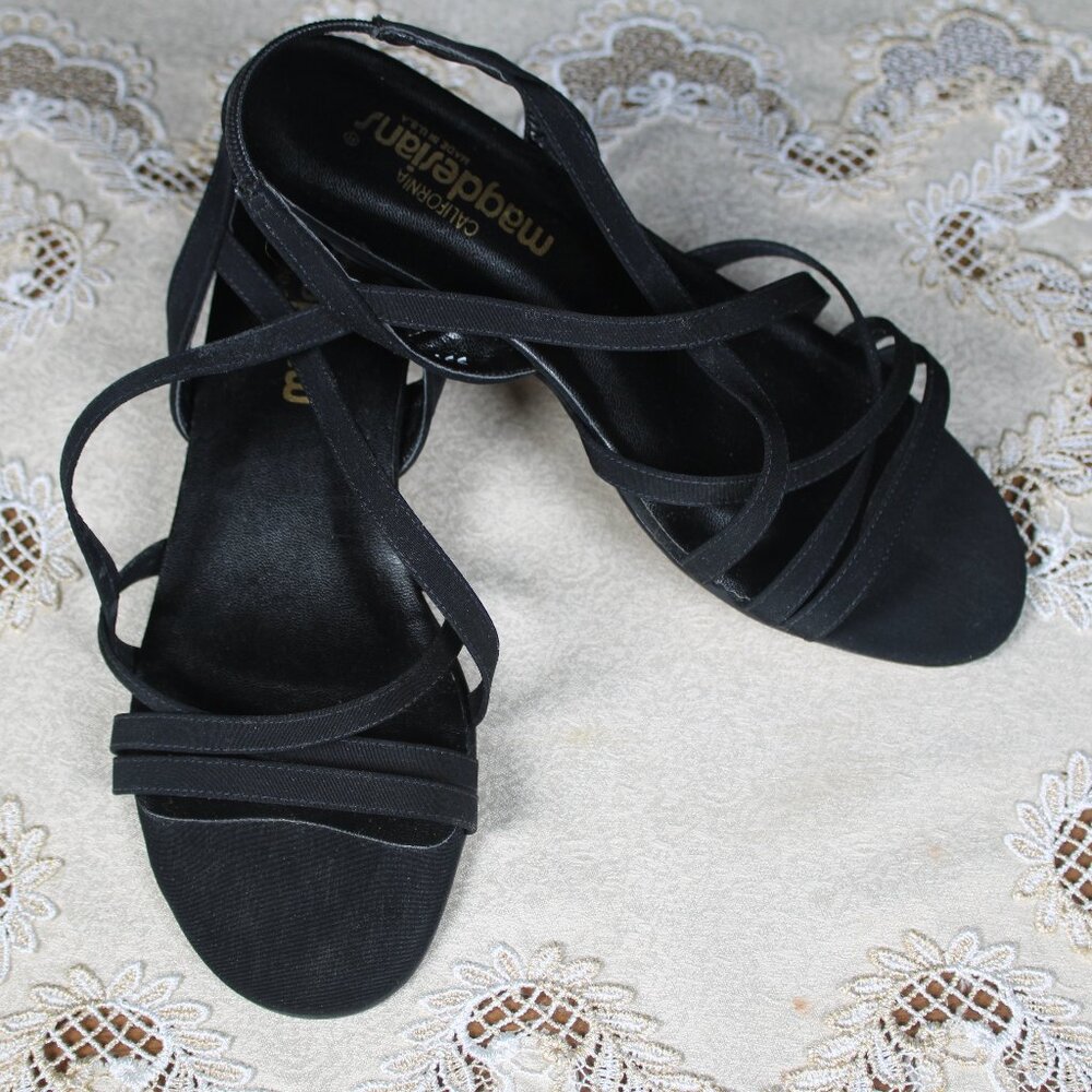 California Magdesians® Black Suede Strappy Sandals Size 9 WW